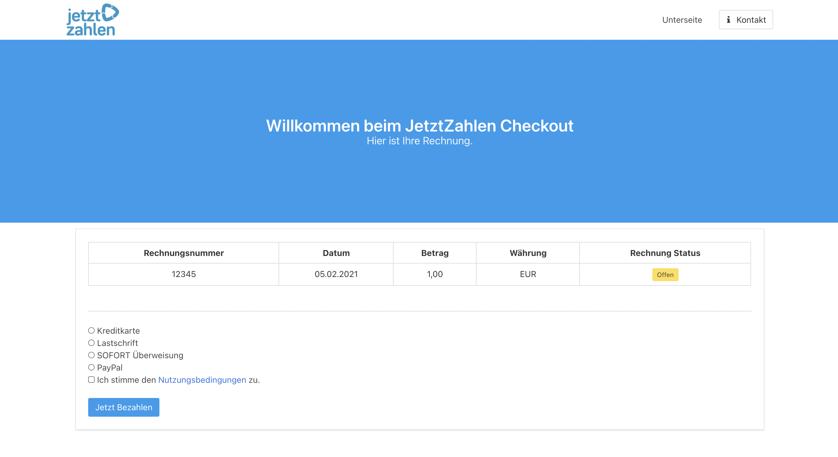 JetztZahlen Checkout