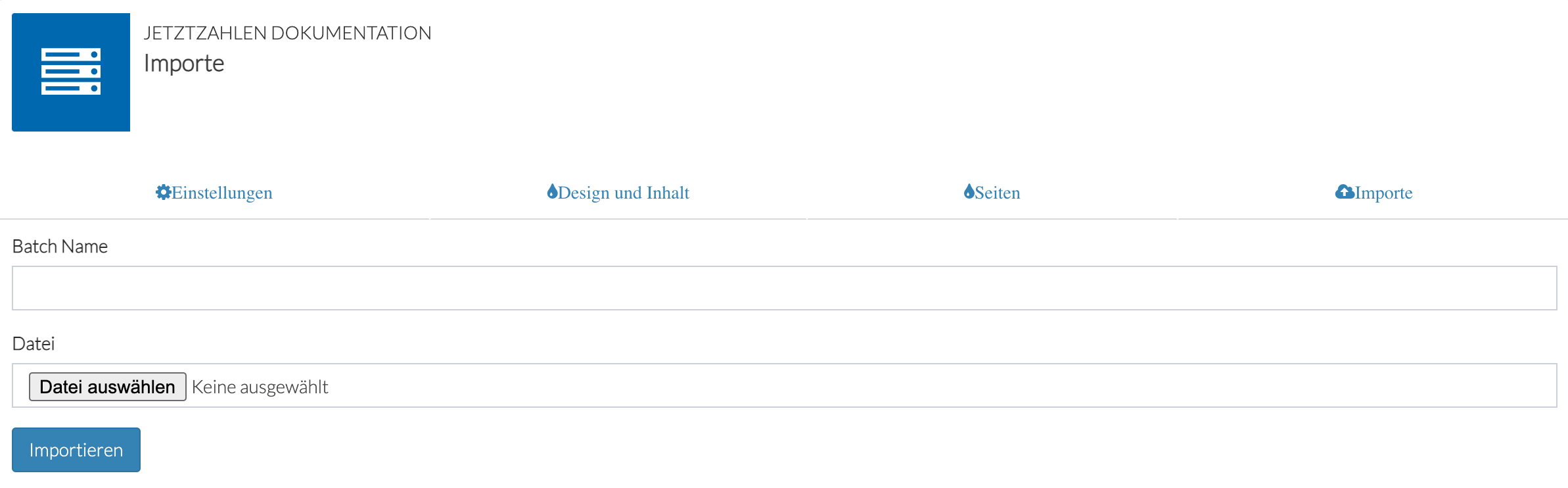 JetztZahlen Dashboard Importe CSV-Datei Upload